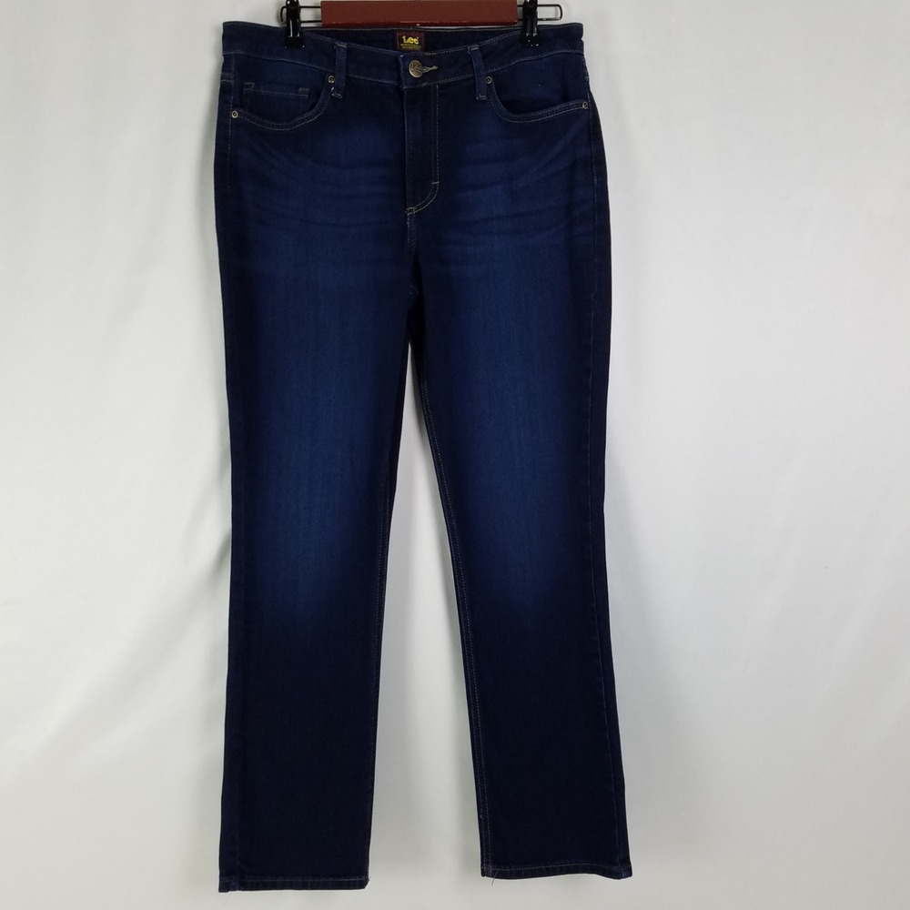 Lee Womens Straight‎ Leg Dark Wash Blue Denim Jeans Size 12 Medium 103522077
